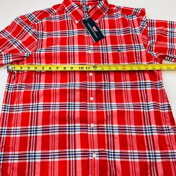 NWT Vineyard Vine OTG Performance M Long Sleeve Shirt Racing Red / Blue / White - Picture 4 of 5